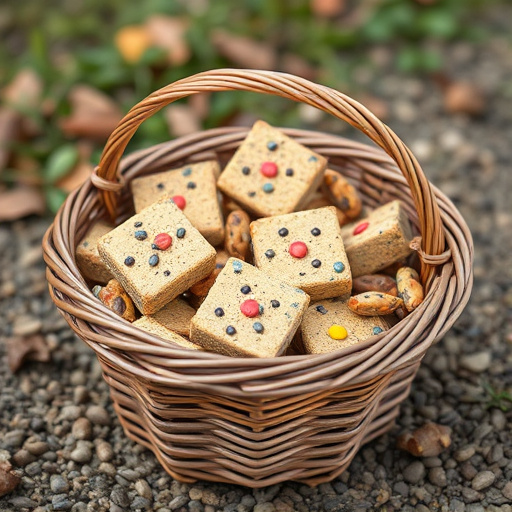 Basket with suet blocks and seed mix