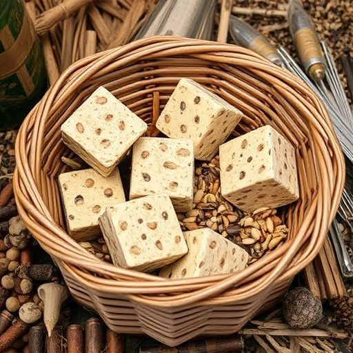 Basket with suet blocks and seed mix