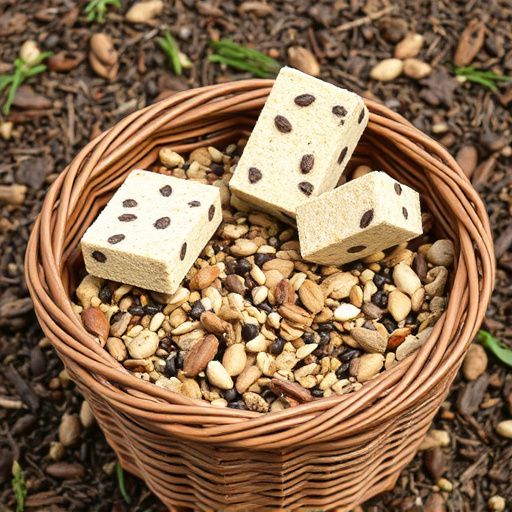 Basket with suet blocks and seed mix