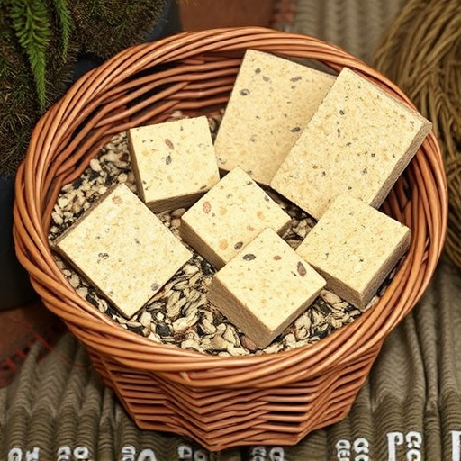 Basket with suet blocks and seed mix
