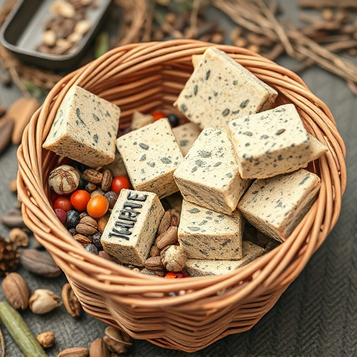 Basket with suet blocks and seed mix