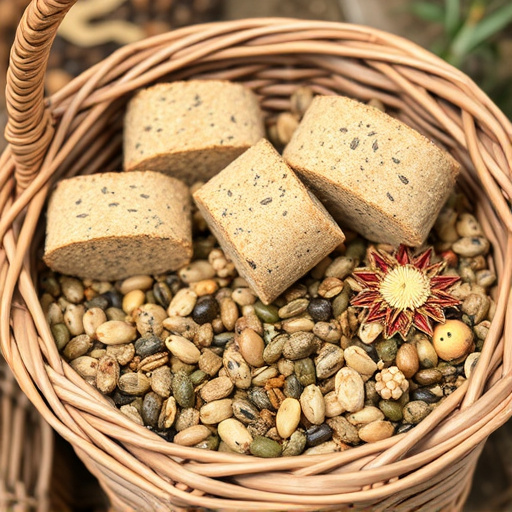 Basket with suet blocks and seed mix
