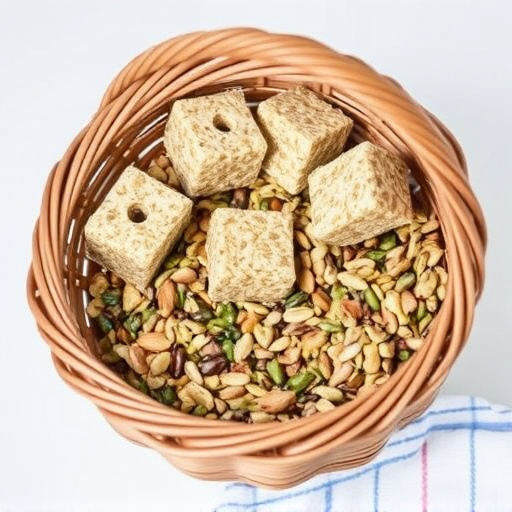 Basket with suet blocks and seed mix