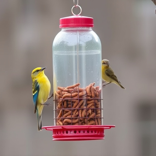 Bird feeder filled with mealworms only