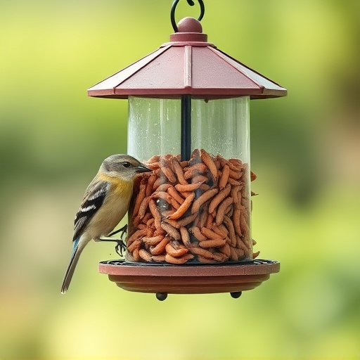 Bird feeder filled with mealworms only