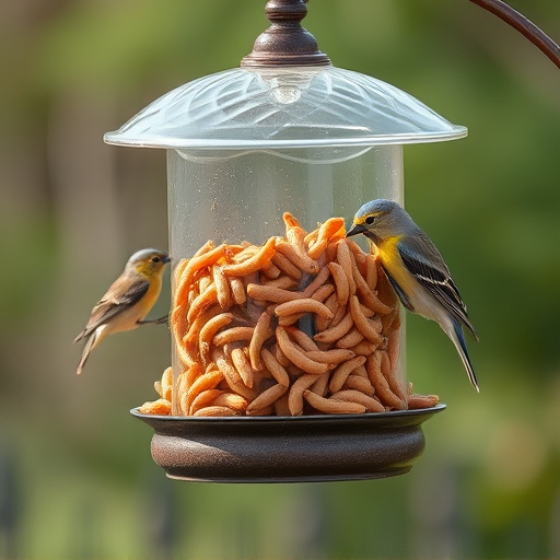 Bird feeder filled with mealworms only