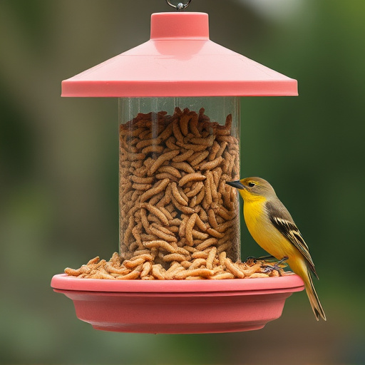 Bird feeder filled with mealworms only
