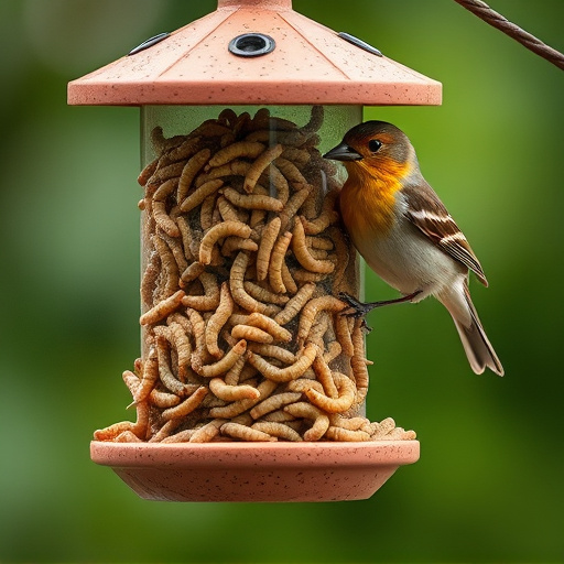 Bird feeder filled with mealworms only