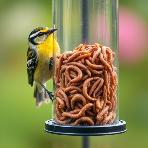 Bird feeder filled with mealworms only