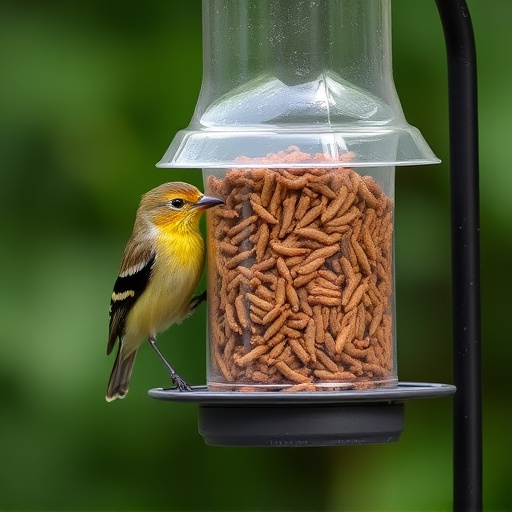 Bird feeder filled with mealworms only