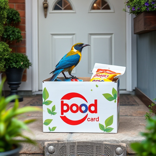 Bird food delivery box on doorstep