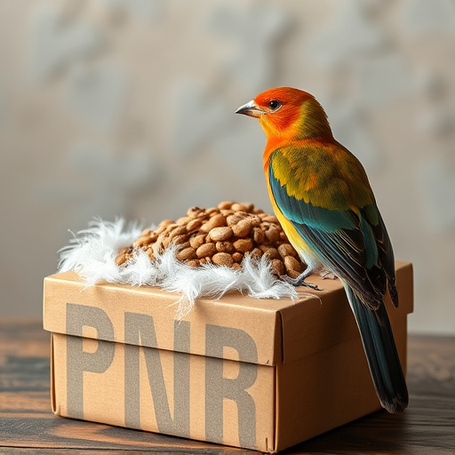 Bird food delivery with feathers on box