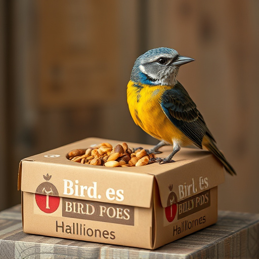 Bird food delivery with feathers on box