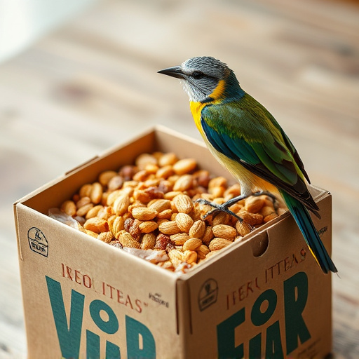 Bird food delivery with feathers on box
