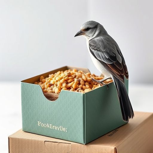 Bird food delivery with feathers on box