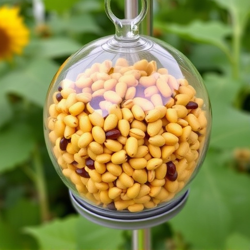 Clean sunflower hearts in seed dispenser