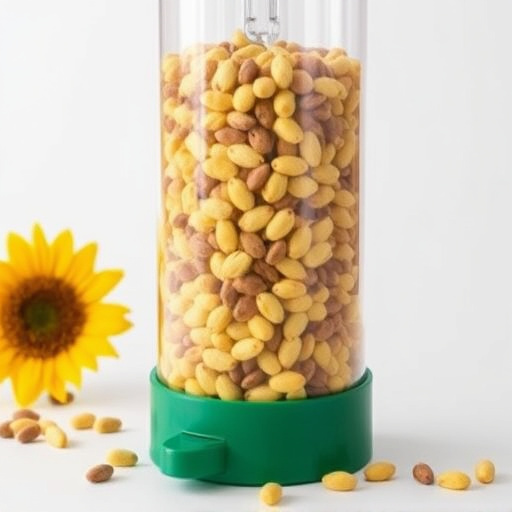 Clean sunflower hearts in seed dispenser