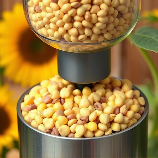 Clean sunflower hearts in seed dispenser