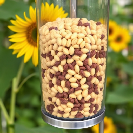 Clean sunflower hearts in seed dispenser