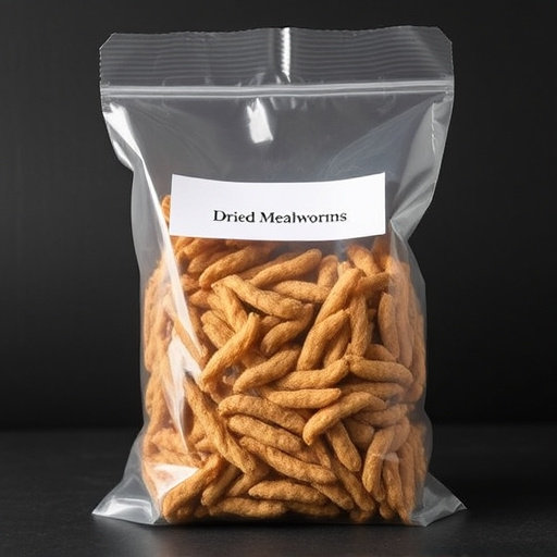 Clear bag of dried mealworms UK