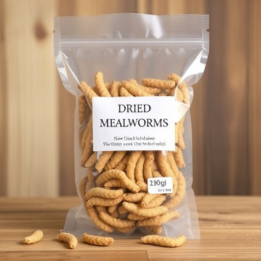 Clear bag of dried mealworms UK