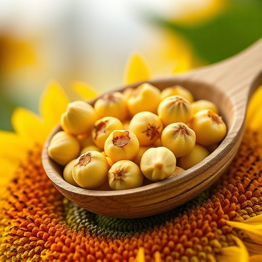 Close-up of sunflower hearts in scoop