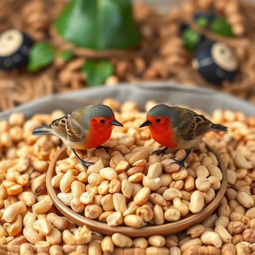 Crushed peanuts served for garden robins