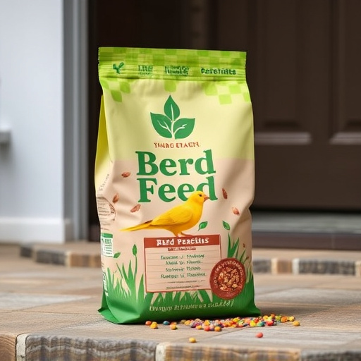 Eco-packaged bird feed on doorstep