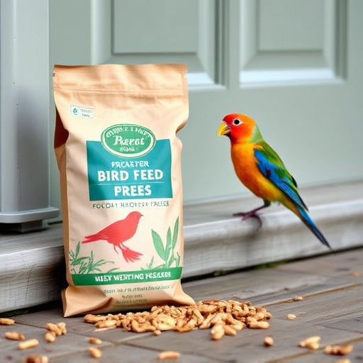 Eco-packaged bird feed on doorstep
