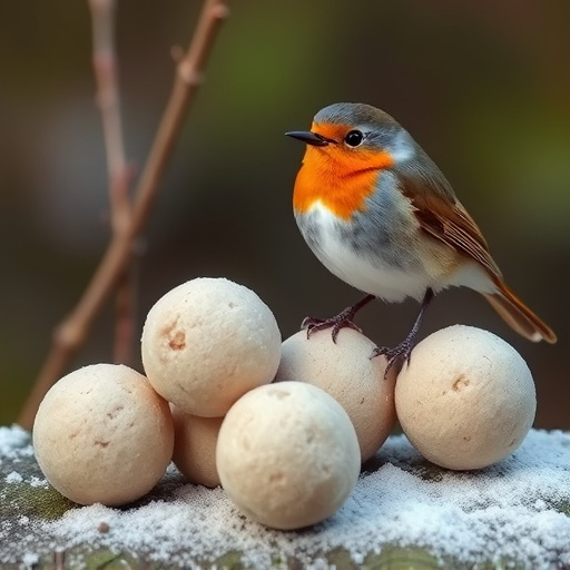 Fat balls placed near robin perch