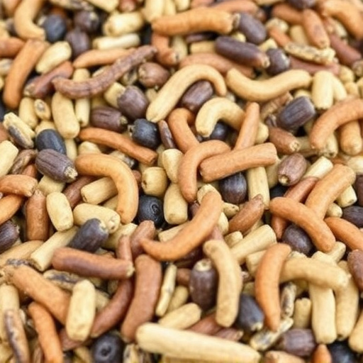 Mixed bird feed with added mealworms