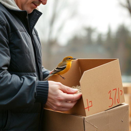 Person unpacking bird seed delivery box