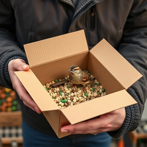 Person unpacking bird seed delivery box