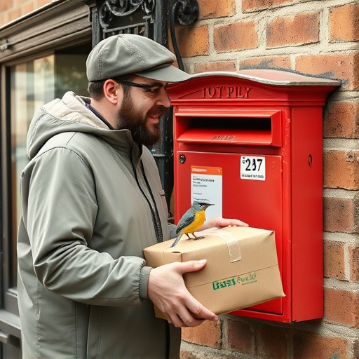 Postman delivering wild bird food parcel