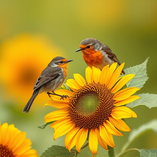 Robin feeding on sunflower heart pieces