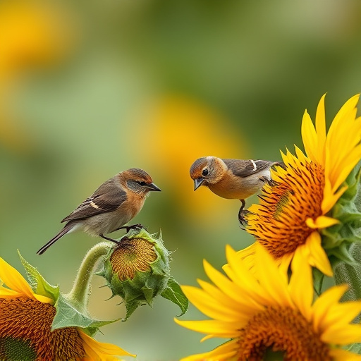 Small birds feeding on sunflower hearts