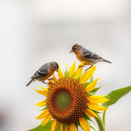 Small birds feeding on sunflower hearts