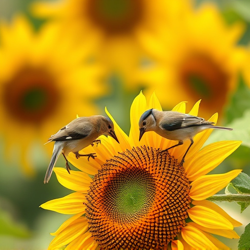 Small birds feeding on sunflower hearts