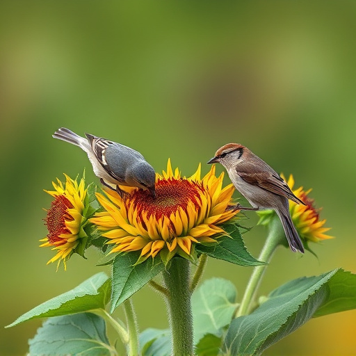 Small birds feeding on sunflower hearts