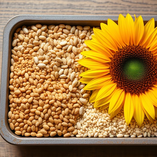 Sunflower seeds and millet in tray