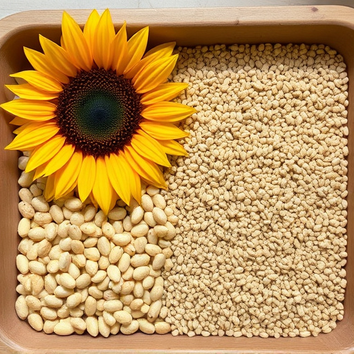 Sunflower seeds and millet in tray