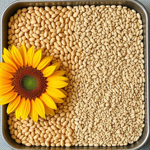 Sunflower seeds and millet in tray