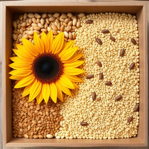 Sunflower seeds and millet in tray