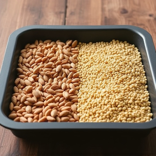 Sunflower seeds and millet in tray
