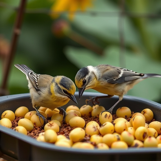 Tits feeding from tray of sunflower hearts