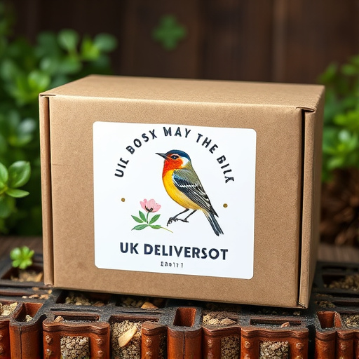 UK delivery box with bird seed label