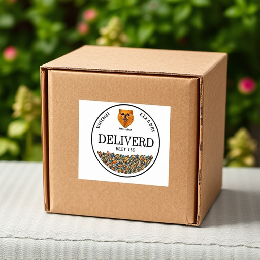 UK delivery box with bird seed label