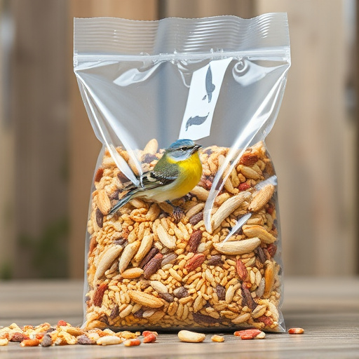 Wild bird seed mix in packaging