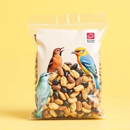 Wild bird seed mix in packaging