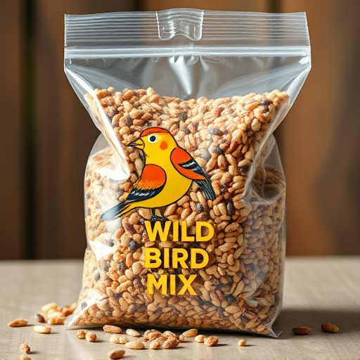 Wild bird seed mix in packaging
